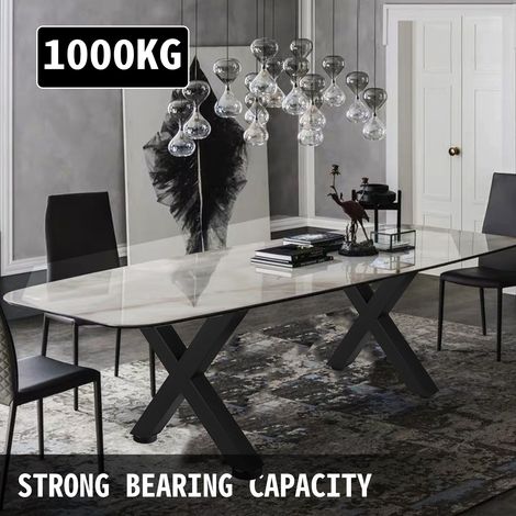 Pieds de table métal 72 x 79 cm noirs, lot de 2, acier X, pieds de banc style campagne pour table basse, bureau, maison, bar (1/5)
