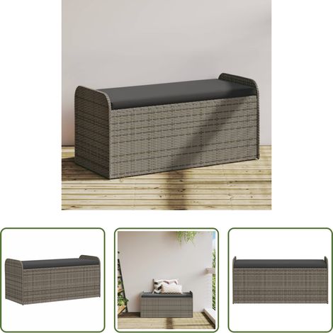 vidaXL Sitzkissen - Sitzbank mit Stauraum & Kissen Grau 115x51x52 cm Poly Rattan (1/5)
