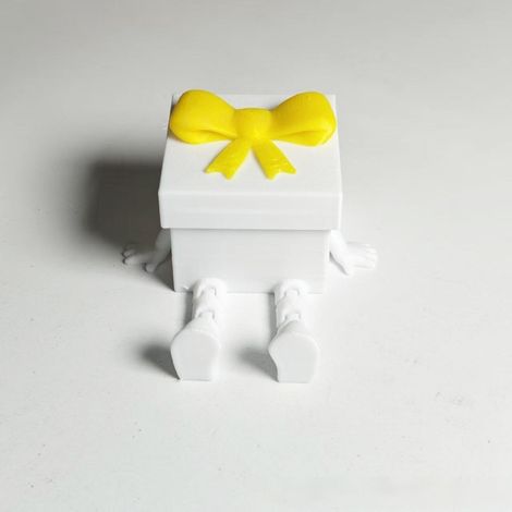 Boîte-Cadeau De Noël - Boîte De Rangement 3D Imprimée - Ornements Articulés - 6,5 cm - Blanc Jaune - 1 Pièce (1/2)