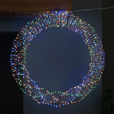 45cm Light up Christmas Wreath with 960 Multi-Coloured LEDs (1/5)