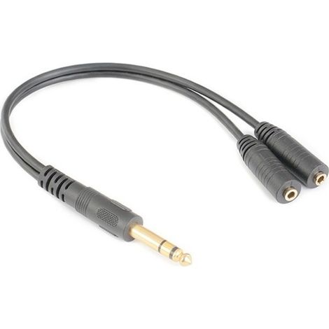 Vergoldetes 6,35-mm-Stecker-auf-2-3,5-mm-Buchse-Audio-Adapterkabel für elektronische Keyboards, Verstärker, Lautsprecher, große-auf-kleine-Kopfhörer und Paarkabel. (1/5)
