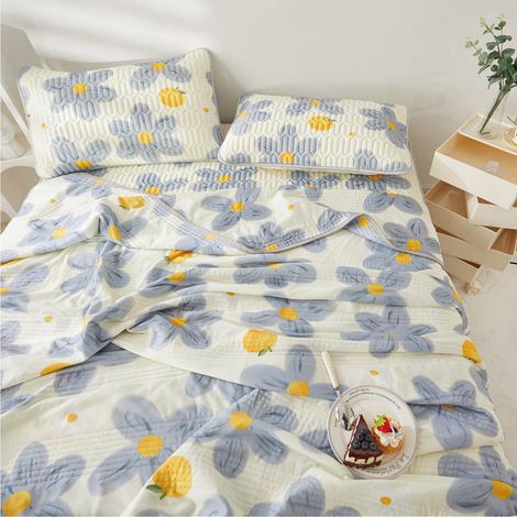 Tapis de couchage en latex doux, respirant et agréable au toucher, surmatelas rafraîchissant avec 2 taies d'oreiller pour l'été, type 1, 180 x 200 cm / 70,9 x 78,7 pouces (1/5)