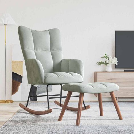 Rocking Chair with Footstool Light Grey 78 x 61 x 98 cm Velvet vidaXL (1/5)