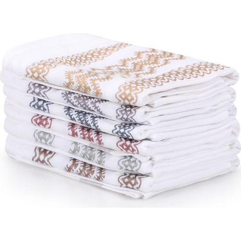 Set di salviette Set 100% Cotone Bianco Marrone Giallo Dark Blu Viola Grigio (1/5)
