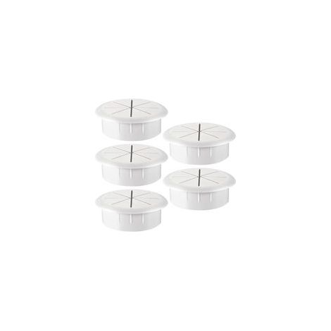 Lot de 5 Passe-câbles Flexibles en Plastique Blanc