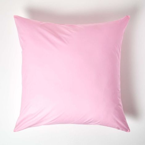 HOMESCAPES Taie d'oreiller unie en coton égyptien 200 fils Rose, 60 x 60 cm