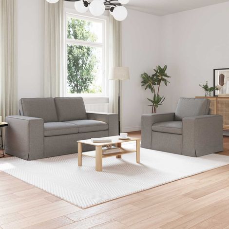 Sofa Set 2 pcs Taupe 162 x 80 x 82 cm Stoff (1/5)