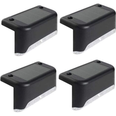 Lot de 4 Lampes Solaires, Eclairage à LED Lampe Solaire Exterieur, Lumières Solaires Exterieure Jardin Lumière blanche Étanche Décoration pour Escalier Pont Marches Clôture Cour Terrasse Chemin [Class (1/4)