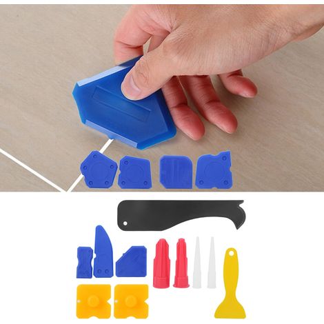 Ensemble 15 Pièces Outils Mastic Silicone Couteau Nettoyage Vitre Fenêtre Manuel Spatule Grattoir (1/5)