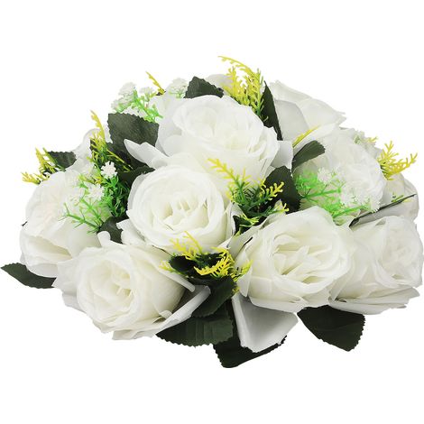 Boule de fleurs pour centre de Table de mariage, 9.8 pouces de diamètre, Arrangement de Roses artificielles, Bouquet, décor de réception nuptiale, blanc (1/5)