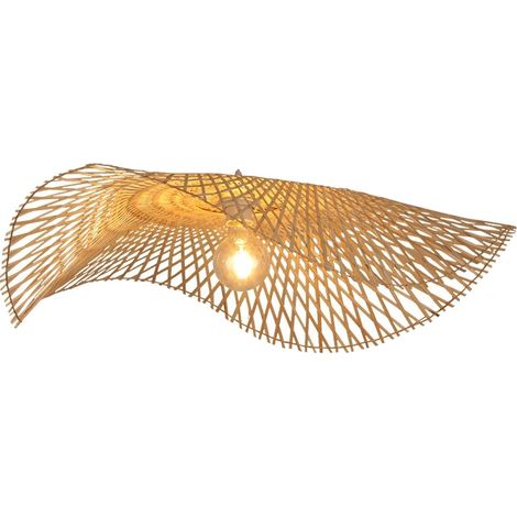 Lámpara colgante, altura regulable, diseño artesanal de bambú, 55 cm, bombilla no incluida. (1/2)