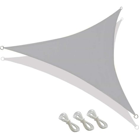 Triangular outdoor shade sail, Oxford fabric, waterproof and windproof for outdoor screening, courtyard, terrace, carport, garden (3 x 3 x 3 m, grey) (1/5)