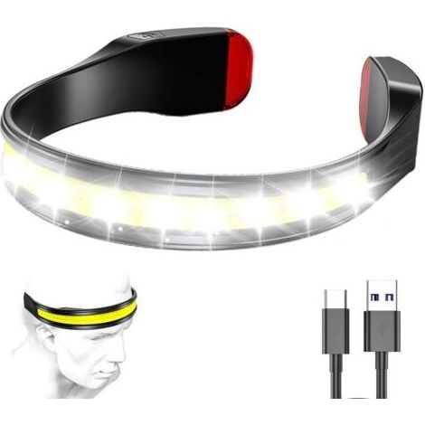 Wiederaufladbare Stirnlampe – Leichte, wasserdichte und extrem leistungsstarke LED-Stirnlampe, 230°-Abstrahlwinkel, 3 Leuchtmodi, 500 Lumen, IPX6 wasserdicht, mit roter Hintergrundbeleuchtung, geeigne (1/4)