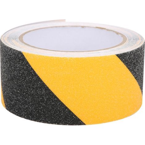 Schwarzes und gelbes, rutschfestes PVC-Klebeband, wasserfest, für Fußböden, 50 mm x 5 m, Sicherheit (1/5)