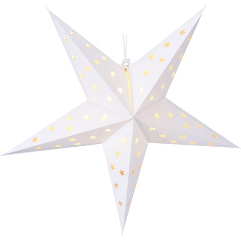 Papierstern 60 cm - 10 LED - zum hängen - Farbe: weiß
