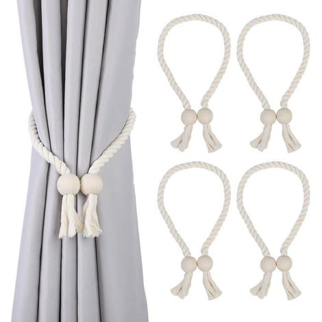 Lot de 4 Embrasse pour Rideaux Magnétique, Attaches Rideau en Coton tissé à la Main (1/5)