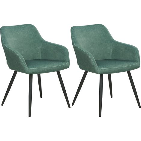 Set di 2 sedie imbottite in velluto verde con gambe in metallo Casmalia