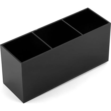 Boîte De Rangement Acrylique - Organisateur Cosmétique 3 Compartiments - Pour Pinceaux Et Bijoux - Noir (1/5)