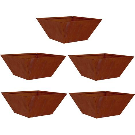 Jardinière Cache-pot de jardin 5 pcs Rouillé 35 x 35 x 15 cm (1/5)