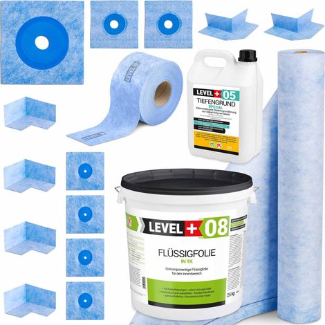 LEVEL+ Dichtset für Duschabdichtung Bad Dichtband Flüssigfolie 25kg SET52 (1/5)