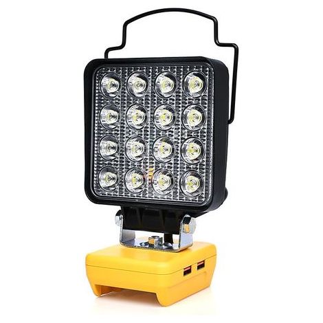 Projecteur portable LED sans fil 34W – 5000 lumens – Angle de rotation 110° – Chargeur USB intégré – Compatible batteries Dewalt 18V/20V (1/5)
