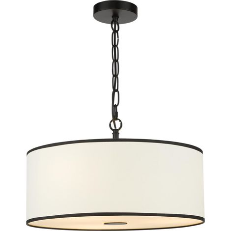 Dar Jemima Suspension Jemima à 3 lumières, blanche et noire mate, avec abat-jour (1/5)