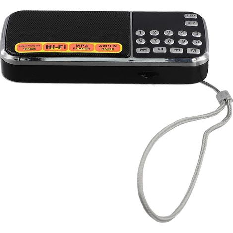Mini AM Radio Numérique Stéréo Enceinte MP3 Audio Lecteur Radio LED Flashlight Support USB Entraînement Carte TF AUX-In (1/5)