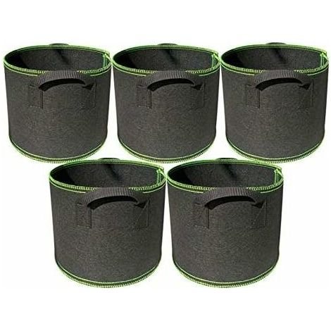5- Pack 5 Gallons Plant Growing Bags, Nonwoven Fabric Breathable Grow Bags Heavy Duty Thickened Root Aeration Garden Pots Container with Straps Handles, for Flowers Fruit Vegetables