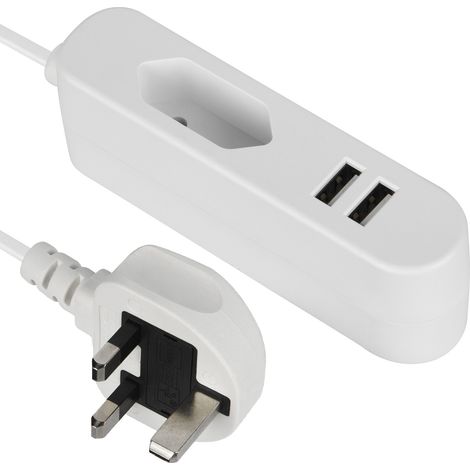 Adaptateur de voyage Europe, extension électrique (type C) vers UK (type J) ,charge rapide portable ,2 ports USB 2.4A 1,5 M (1/3)