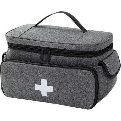Leeres, wasserdichtes Erste-Hilfe-Set, Reiseapotheke mit großem Fassungsvermögen, tragbare Medikamententasche mit Tragegurt, Notfalltasche für Outdoor-Aktivitäten, Zuhause und Reisen, Grau