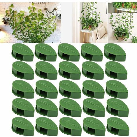 Tuteur pour végétaux 50pcs Clips de fixation murale pour plantes grimpantes, Clips muraux auto-adhésifs en forme de feuille pour plantes de vignes murales (50) (1/5)
