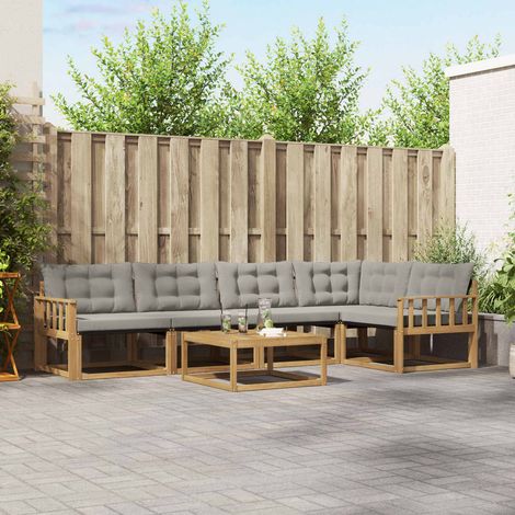 vidaXL Outdoor-Sofagarnitur 6 pcs Weiß und Hellgrau 79 x 79 x 37 cm (1/5)