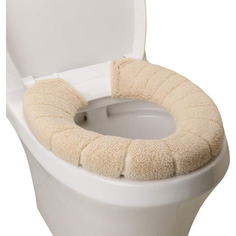 Housse de siège de toilette, douce, épaisse et chaude, fermeture à pression, extensible, lavable, facile à installer et à nettoyer (30 x 30 cm) (1/5)