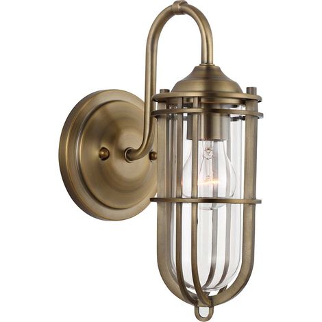 Urban Restoration Feiss 1 Light Wandleuchte Dark Antik Messing IP44 (1/5)