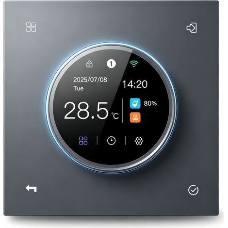 Thermostat intelligent pour chauffage au sol et chaudière SDM8, écran TFT couleur avec grand bouton rotatif (1/4)