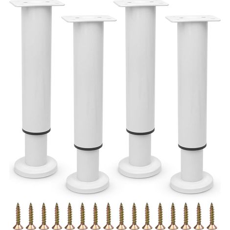Pies De Cama - Metal - Ajustable 18-32 Cm - Para Somier Armario Sofa - Blanco - Pack De 4 (1/5)