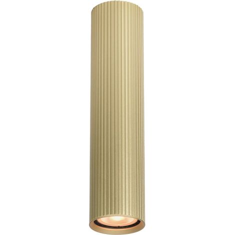 Moderner, goldfarbener Deckenstrahler mit gerippter Oberfläche, rundes Rohr, 24 cm, für Wohnzimmer und Küche, 1 x GU10 10 W, Italux