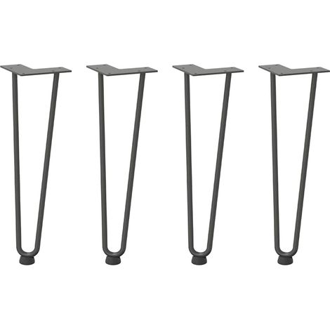 Set di 4 gambe a forcina per tavolino da caffè da 42 cm con piedini regolabili design moderno acciaio massiccio antracite 020056721