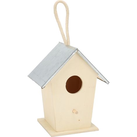 Nichoir à merles bleus en cèdre galvanisé vieilli, nichoir créatif en bois pour oiseaux, cage de reproduction, nichoir pour jardin, terrasse ou balcon, à suspendre (1/5)