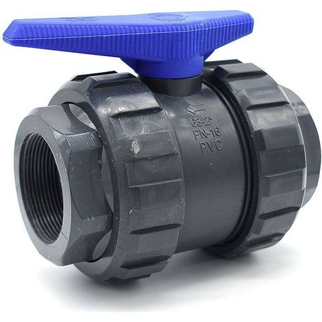 Vanne PVC 2 Pouces - Raccord Femelle Fileté - Boisseau Sphérique - PN16 - Pour Systèmes de Plomberie