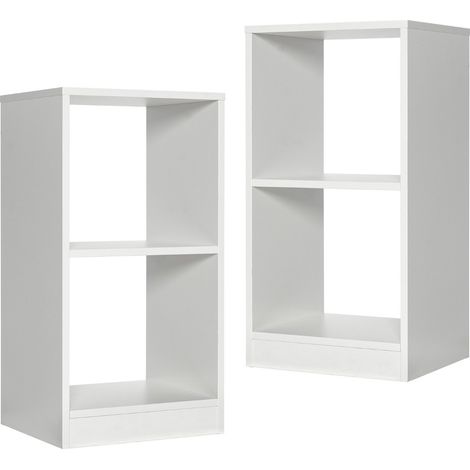 Set di librerie a 2 pezzi con dispositivo antiribaltamento, Organizzatore per dischi in vinile Bianco (1/4)