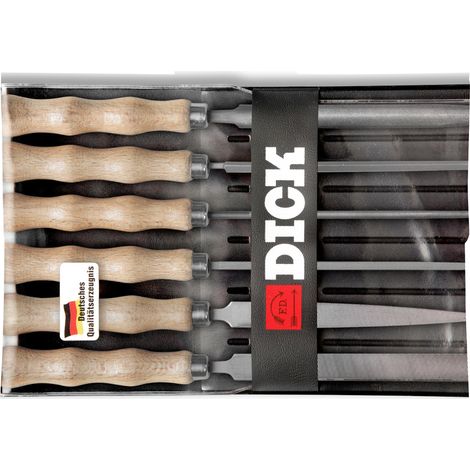 F. DICK Schlüsselfeilensatz 6-teilig 100 mm Feilen mit Holzgriff, Hieb 2
