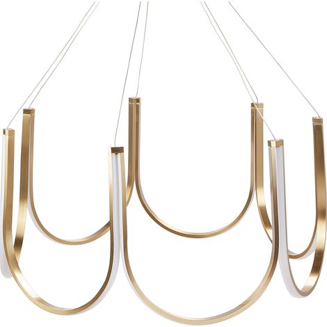 Lámpara de araña LED elegante de aluminio con cristales iluminación dorado Perqueno (1/5)