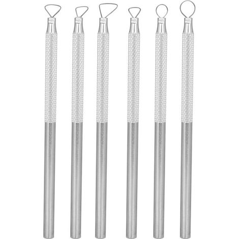 6-teiliges Bildhauer-Zubehörset aus Aluminiumlegierung mit Griff, Gravurschaber, Tonschaber, Keramikwerkzeugset zum Bearbeiten von Ton, Abschaben und Prägen