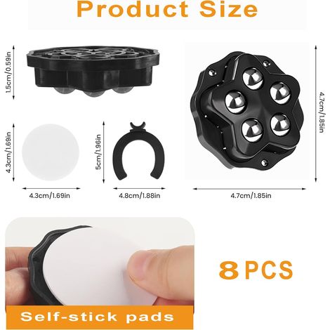 Ruote per mobili, ruote mini con cuscinetti a sfera da 8 pezzi, ruote girevoli autoadesive a 360 gradi, ruote per carichi pesanti con 5 cuscinetti a sfera per mobili pesanti, elettrodomestici da cucin (1/4)