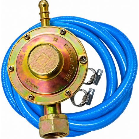 Kit Regolatore Fisso Gas Bassa Pressione– Con 1mt Tubo e 2 Fascette – Per Cucine, Stufe e Barbecue a Gas