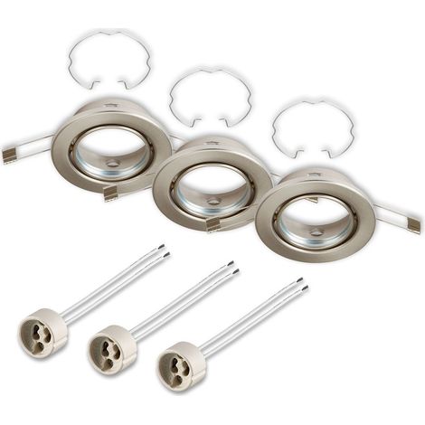 LED Einbauleuchte 3er Set GU10 schwenkbar IP23 silber Metall Ø8,6 cm Briloner (1/5)