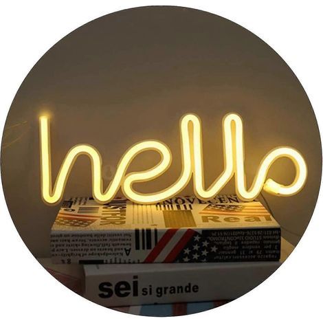 Led Bonjour Forme Neon Signe De Lettres Non Lettres Lumire Art Dcoratif Lumires Mur Dcor Pour Chambre De Bb De Nol Fournitures De Fte De Mariage (warm (1/5)
