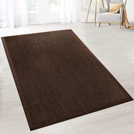 Karat – Tapis en sisal œil de tigre 160 x 230 cm – Bordure colorée – Dos antidérapant en latex – Facile à nettoyer (1/5)