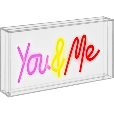 WD LifeStyle Insegna Neon con Cornice in Plexiglass 30 x 15 Cm Decoro You & Me